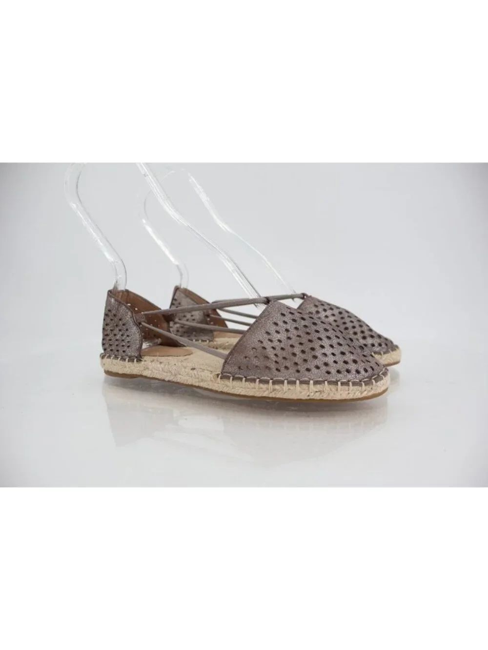 Eileen Fisher Womens Lee Espadrille Flat Size 5.5 Gray Metallic Distress Leather